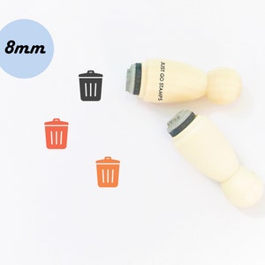 Papelera Sello de goma - Ḥ8mm Mini Stamp - Bin Rubber Stamp - Trash Bin Rubber Stamp