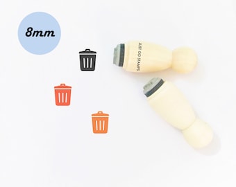 Garbage Bin Rubber Stamp - Φ8mm Mini Stamp - Bin Rubber Stamp - Trash Bin Rubber Stamp