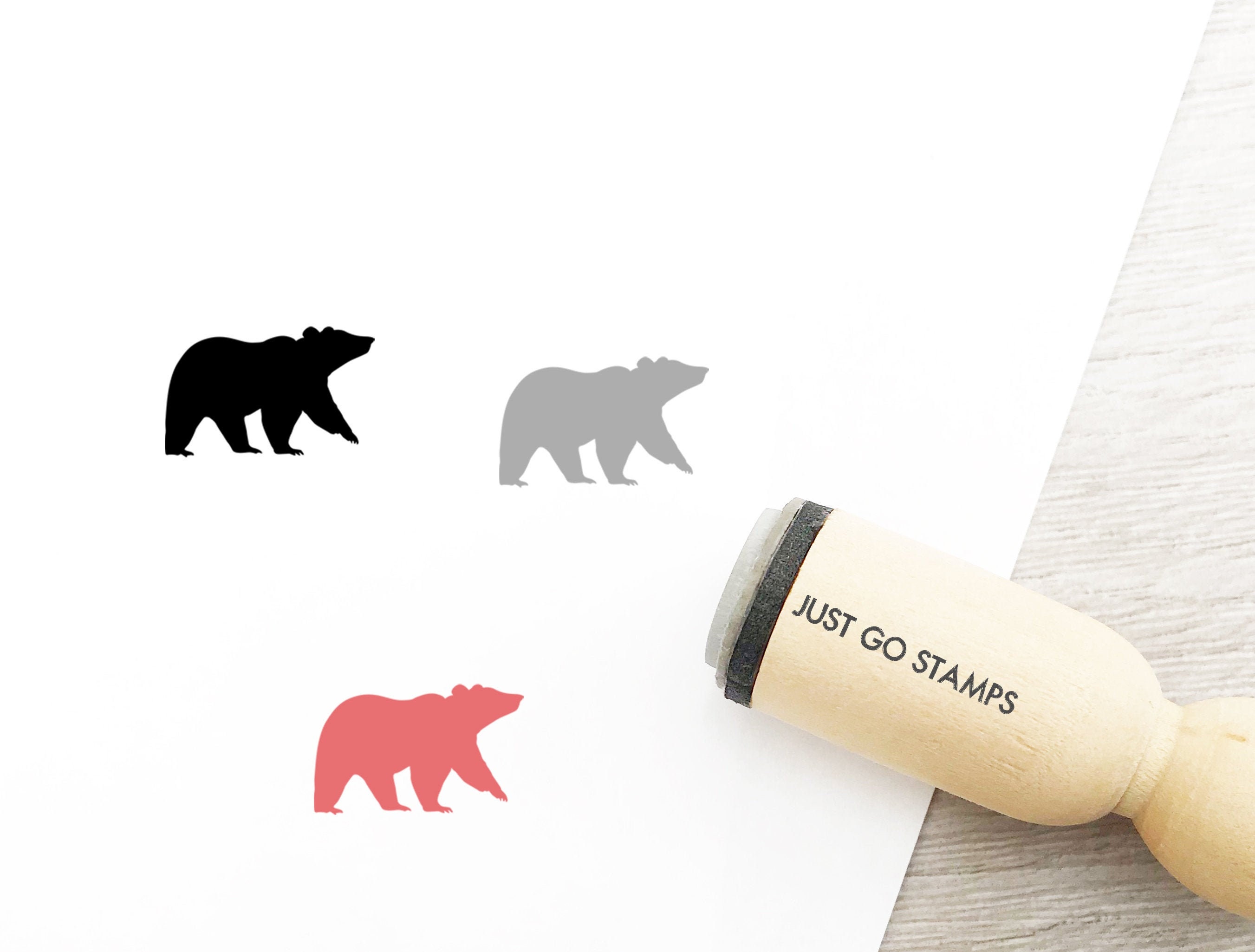 Personalized Custom Bear Rubber Stamp, Custom Bear Name Stamp for