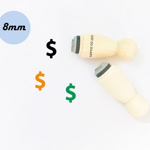 Dollar Rubber Stamp - Φ8mm Mini Stempel - Geld Stempel - Bill Stempel