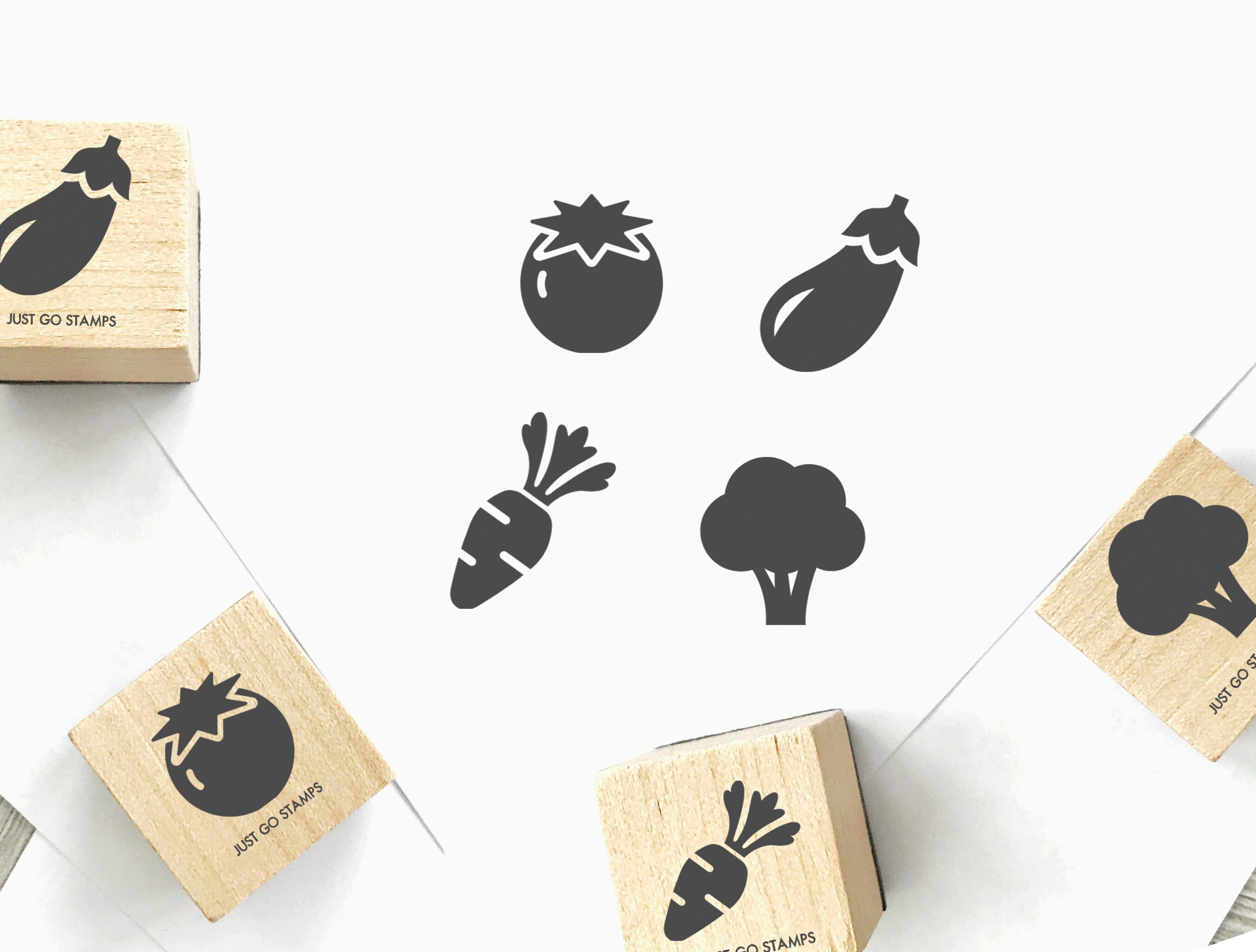 Set of 4 Vegetables Rubber Stamp Φ20/30/40mm Mini Stamp Etsy