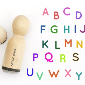 Timbre en caoutchouc Alphabet - 16mm Mini Stamp - Uppercase / Lowercase Letters Stamps