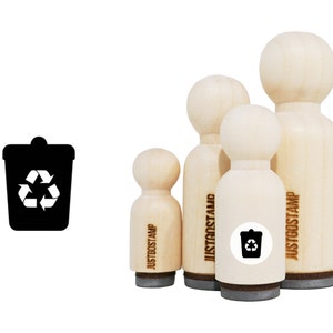 Sello de caucho de basura reciclable - Sello de goma grabado con láser para artesanía, estampado, planificadores - Basura reciclable - Botes de basura
