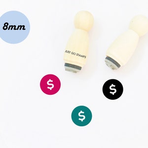 Dollar Rubber Stamp - Φ8mm Mini Stempel - Geld Stempel - Bill Stempel