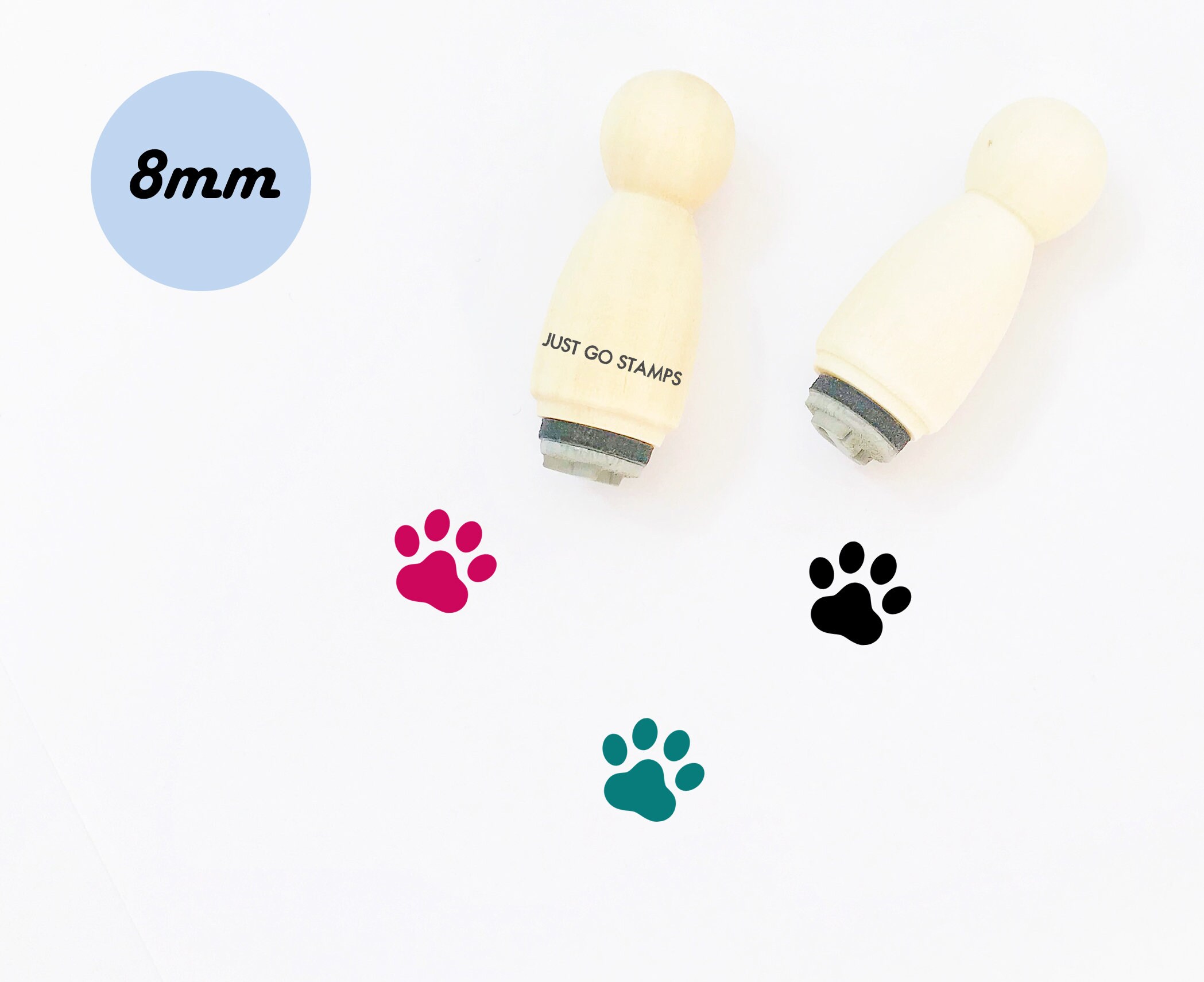 Dog Paw Print Rubber Stamp, Cat Paw Print Stamp, Hand Carved Stamp