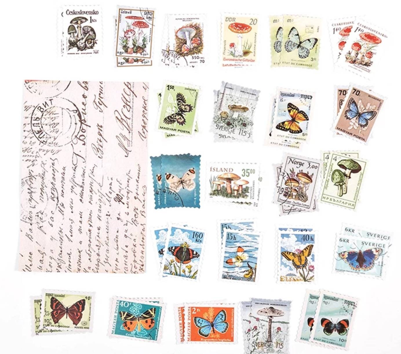 Mixed Vintagestyle Postage Stamp Kits Postage Stamp Art Etsy Canada