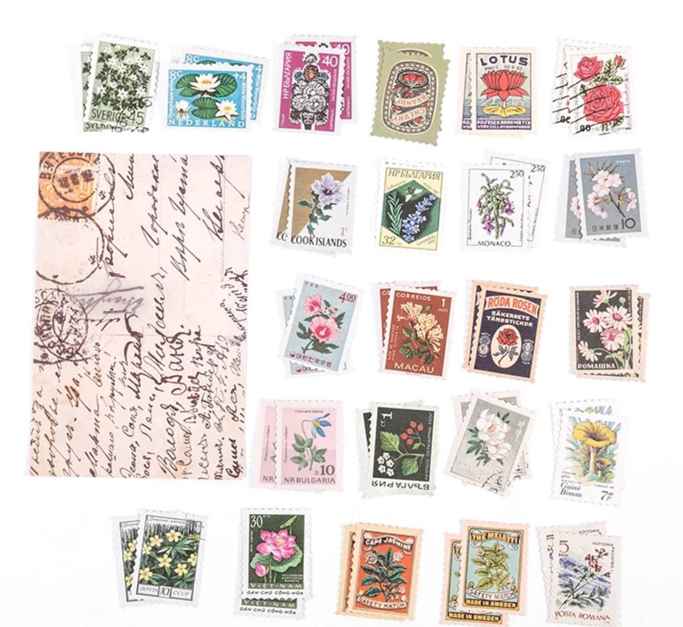 Mixed Vintagestyle Postage Stamp Kits Postage Stamp Art Etsy Canada