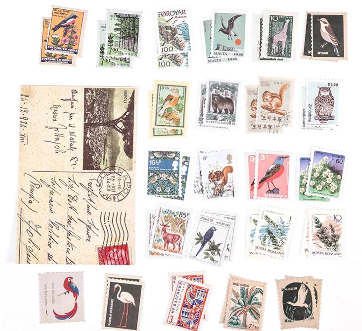 Mixed Vintagestyle Postage Stamp Kits Postage Stamp Art Etsy Canada