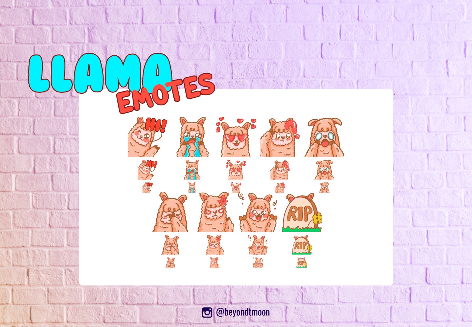 9 Cute Llama Twitch Emotes Etsy