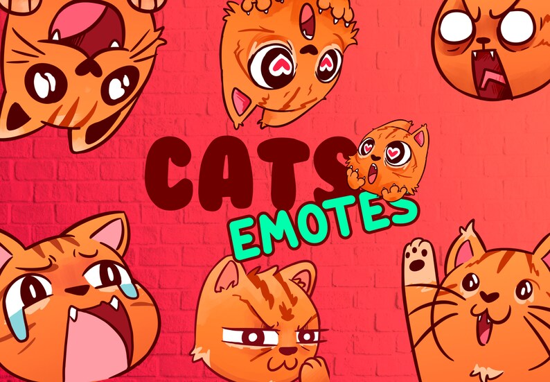 6 Cute Orange Cats TWITCH Emotes Pack 2 Etsy