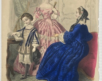 Impresión de moda francesa antigua alrededor de 1880 - Magasin Des Demoiselles - FP001