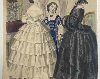 Impresión de moda francesa antigua alrededor de 1880 - Magasin Des Demoiselles - FP003