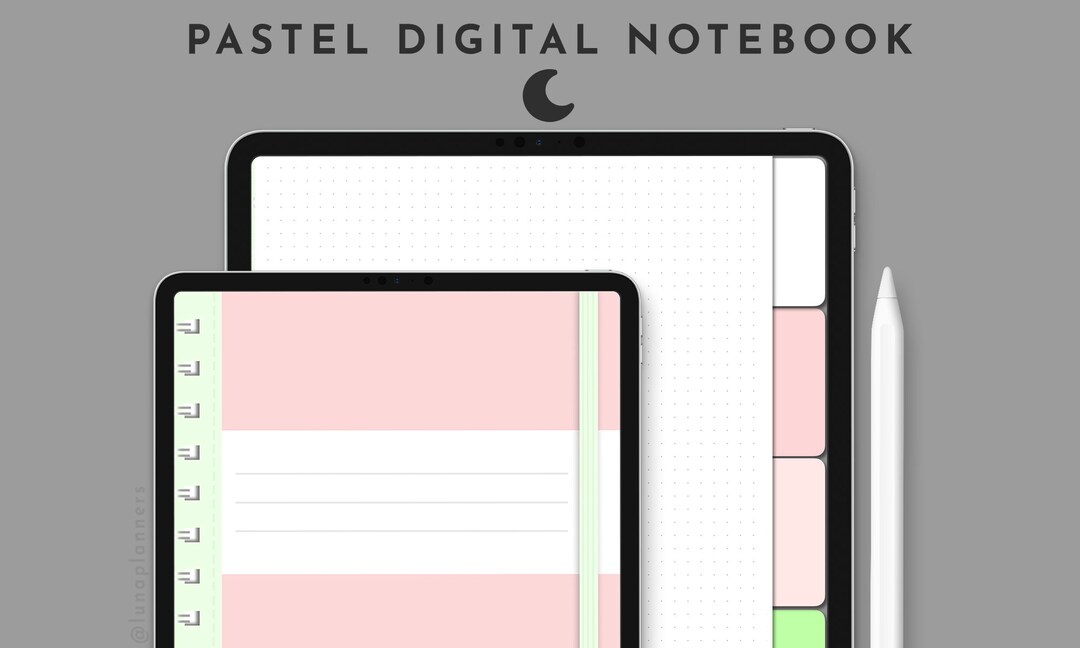 Pastel Colored Digital Notebooks | Hyperlinked Tabs | Dotted Paper - Etsy