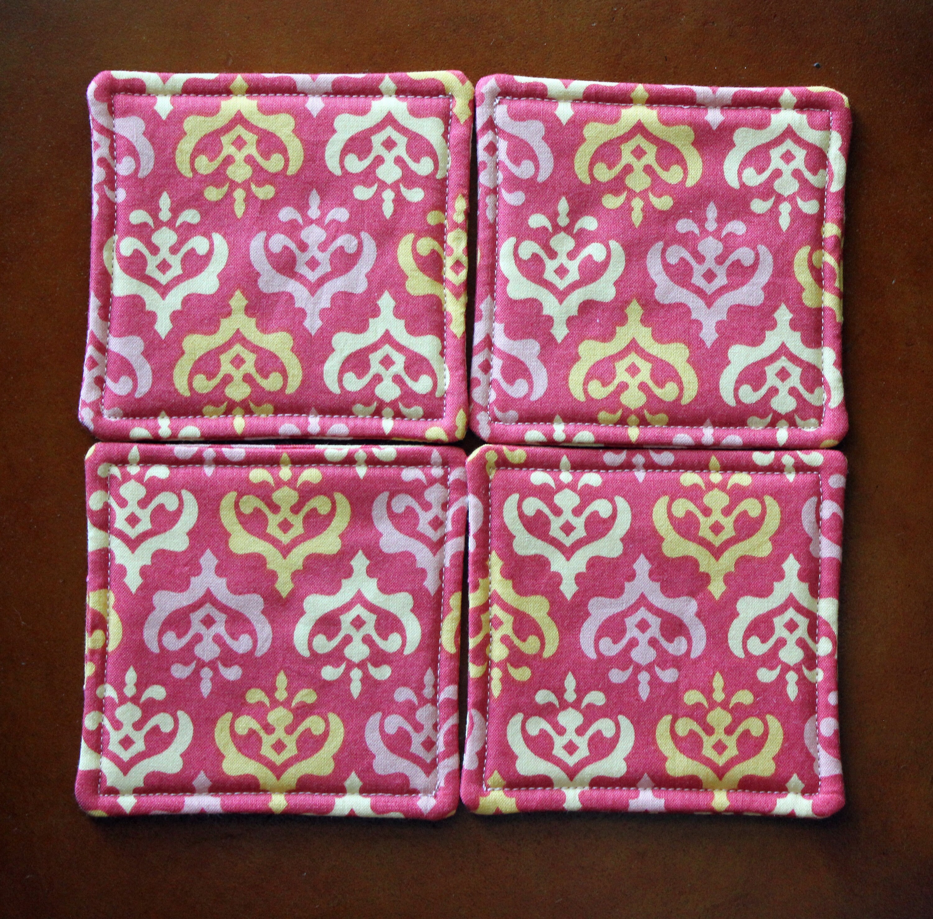 Set of Coasters, Pink Tones, Fabric Coasters, 4