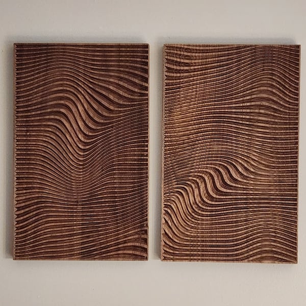 Optical illusion, High quality parametric wall decor, Modern interior design, walnut natural wood