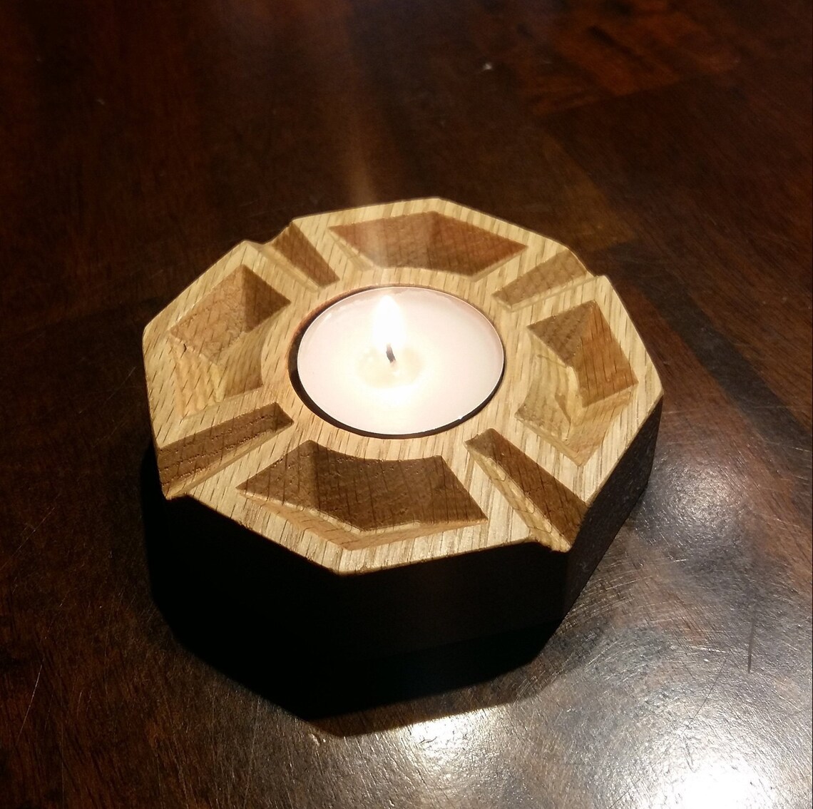 Wooden Cross Candle Holder, Cross Tealight Holder, Octagonal Wooden