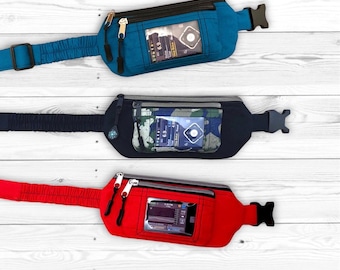 Insulin pump belt with two pockets. Phone and insulin pump bag Pouch with window Diabetes pumps waist bag with window Waist Bag