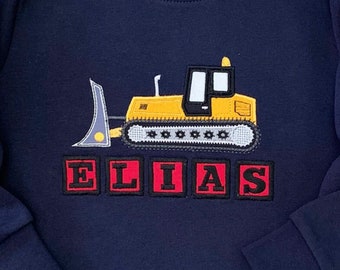 Bulldozer Applique Design Machine Embroidery Design. Construction Car Applique Design