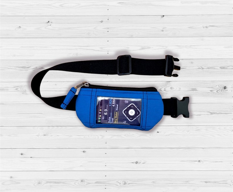 Insulin pump belt Insulin pump bag Pouch with window Diabetes pumps waist bag with window Nautical Blue