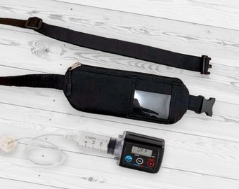 Apokinon, APO-go pump belt. Parkinson’s pump waist bag, Pouch with window. Parkinson's pump case. Apomorphine infusion pump belt.