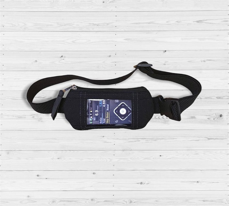 Insulin pump belt Insulin pump bag Pouch with window Diabetes pumps waist bag with window Black