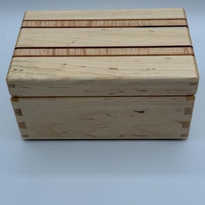 Maple wood jewelry box with inlay lid, handmade, dovetailed construction- elegant wood anniversary gift. Great birthday gift also
