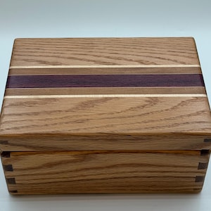 Oak wood jewelry box with an inlay top hand-made, dovetailed keepsake box-elegant wood anniversary gift
