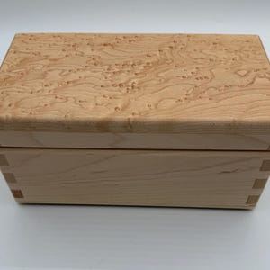 Elegant Birdseye maple /maple wood jewelry box with a beautiful Birdseye top and dovetail construction. A keepsake box for weddings,birthday