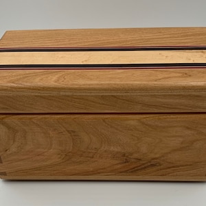 Cherry wood jewelry box with inlay lid-handmade dovetail keepsake box-elegant wood anniversary gift