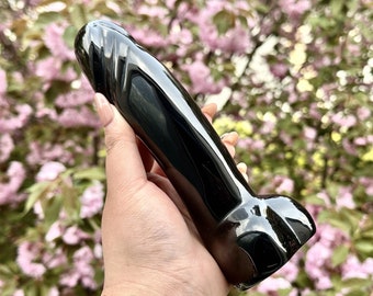 Bite de 7,2 pouces en obsidienne naturelle sculptée à la main, bâton de massage en cristal de quartz, baguette en cristal pour le col de l'utérus, cristal d'énergie, guérison Reiki, cadeaux en cristal 1 pièce