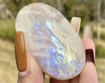 3PCS  50g+ Natural Moon Stone Worry Stone,Crystal Worry Stone,Healing Palm Stone,Hand Carved,Reiki Healing Crystal,Home Decor,Crystal Gifts
