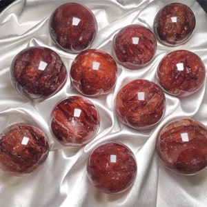 5CM+ Natural Red Fire Quartz Hand Carved Sphere,Quartz Crystal Ball,Home Decor,Crystal Healing Divination ball,Crystal Gift 1PC