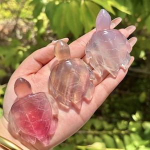 2&quot; Natural Fluorite Hand Carved Sea Turtle,Crystal quartz Turtle,Sea Turtle Carving,Energy crystal,Reiki healing,Home Decor,Crystal gift 1PC