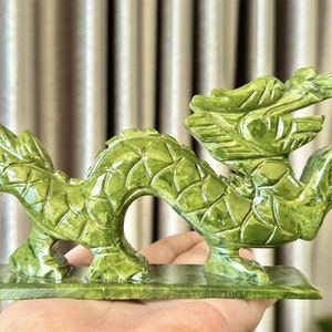 6.4&quot; Natural Xiuyan Jade Hand Carved Dragon,Quartz Crystal Dragon,Jade Dragon,Crystal Carved,Home Decoration,Crystal Gifts 1PC
