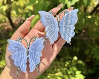 2.8&quot; Natural Lacey Agate Hand Carved Butterfly,Crystal quartz,Butterfly Carving,Energy crystal,Reiki healing,Home Decor,Crystal gifts 1PC