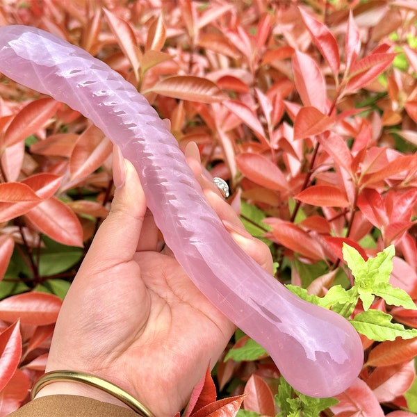 9.6 "Natuurlijke Rozenkwarts Handgesneden Massage Stick, Kristalkwarts Cervix Wand, Kristallen Penis, Seksapparatuur, Energiekristal, Kristallen geschenken 1PC