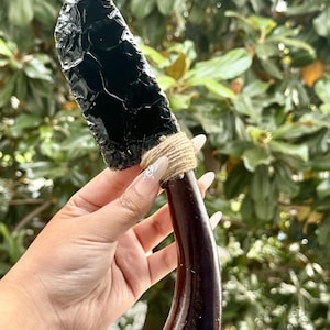 10&quot;+ natuurlijk obsidiaan handgesneden mes, kristalkwartsmes, zwaardsnijwerk, energiekristal, reikigenezing, woondecoratie, kristallen geschenken 1 st