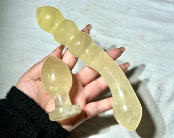 2PC Natural Citrine Hand Carved Massage stick,Crystal Quartz Cervix Wand,Crystal Penis,Energy crystal,Reiki healing,crystal decor 1PC