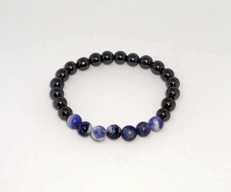 Hematite Sodalite Bracelet Gift for Men Stretch Hematite - Etsy