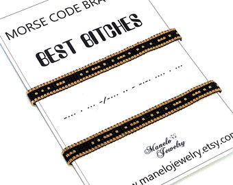 Set of 2 Best Bitches morse code Bracelet, Best friend bracelet, Bracelets for Women, Bestie bracelet, Gift for Friends, Gift for Schoolmate