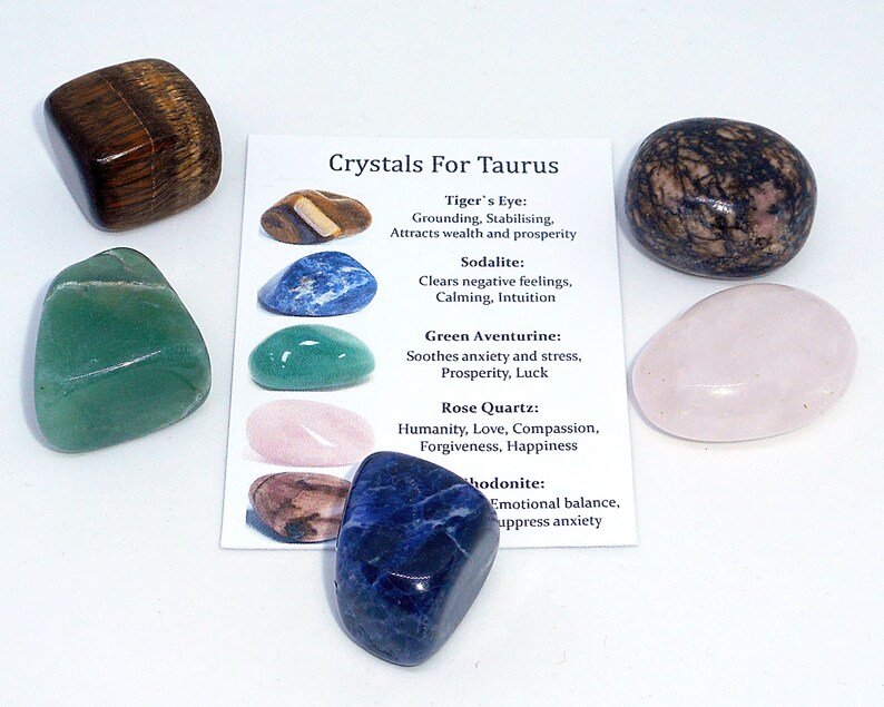 Crystals for Taurus, Zodiac Protection Tumbled Stones, Healing Crystal
