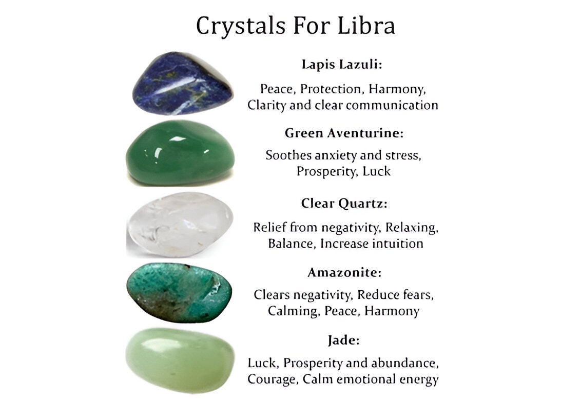 Crystals For Libra, Zodiac Protection, Zodiac Crystal Set, Healing Crystal,  Lapis Lazuli, Green Aventurine, Clear Quartz, Amazonite, Jade