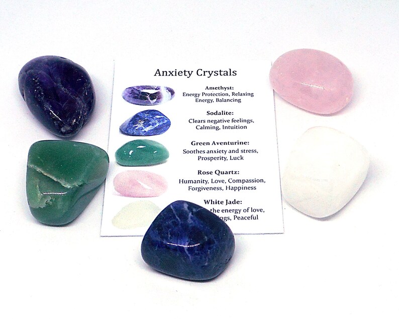Crystals for Anxiety, Anxiety and Stress Crystals Set, 5 Crystals to