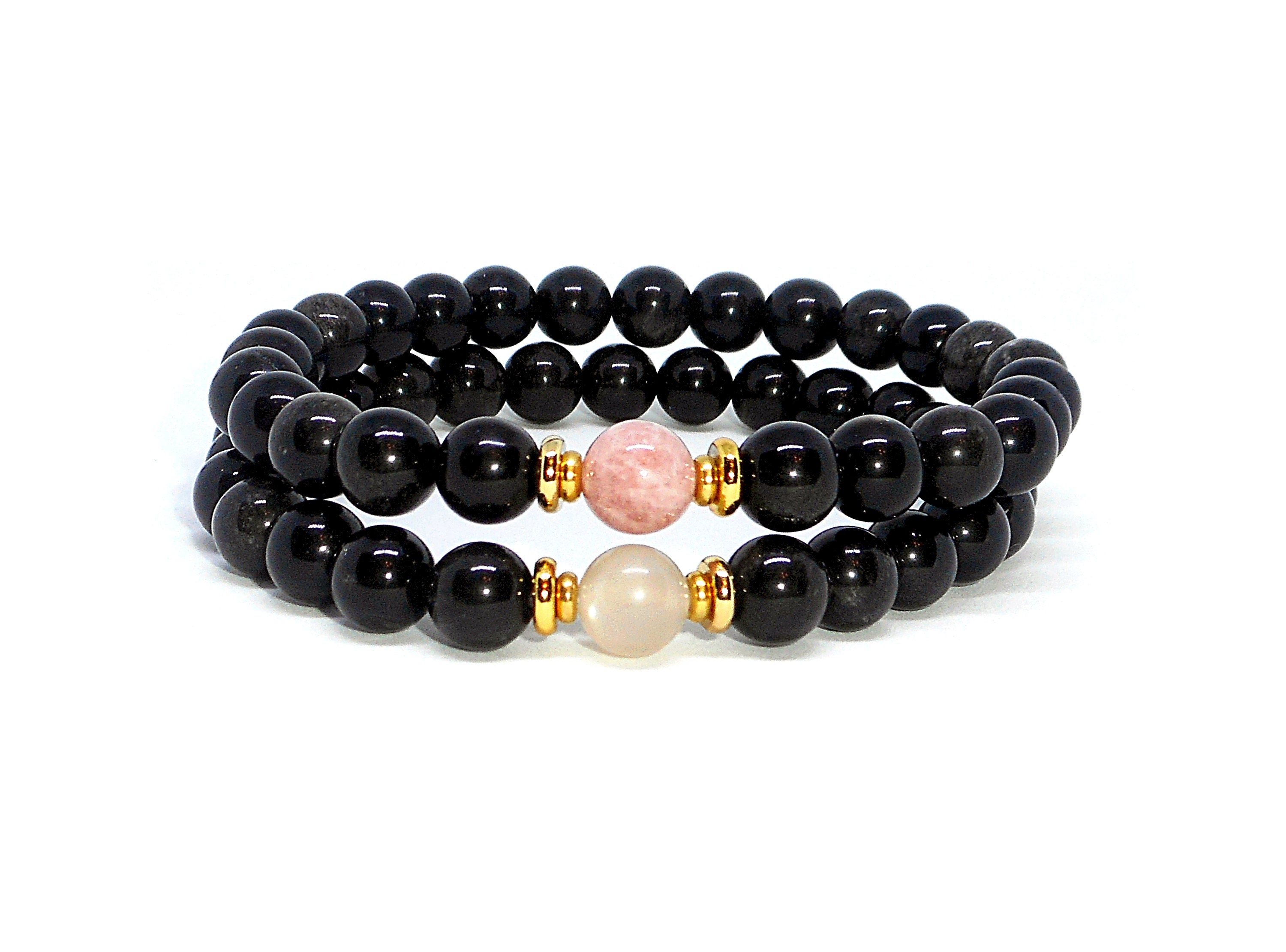 Distance Bracelets for Couples Black 