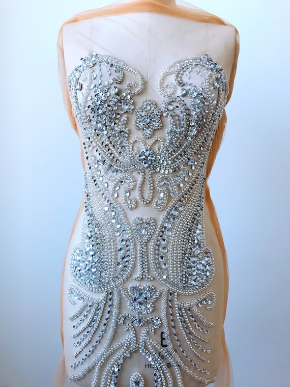 Rhinestone Applique Full Length Body Heavy Beaded Sequins Etsy