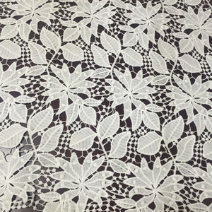 Off White Milk Silk Crochet Lace Fabric Floral Tassel Lace Fabric Wedding Fabric Lace 125cm width 1 yard