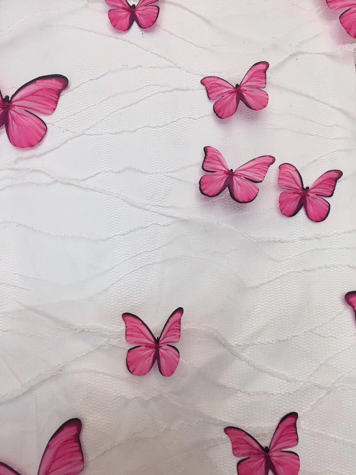 5 Yards 3D Butterfly Tulle Lace Fabric Hot Pink Butterfly | Etsy