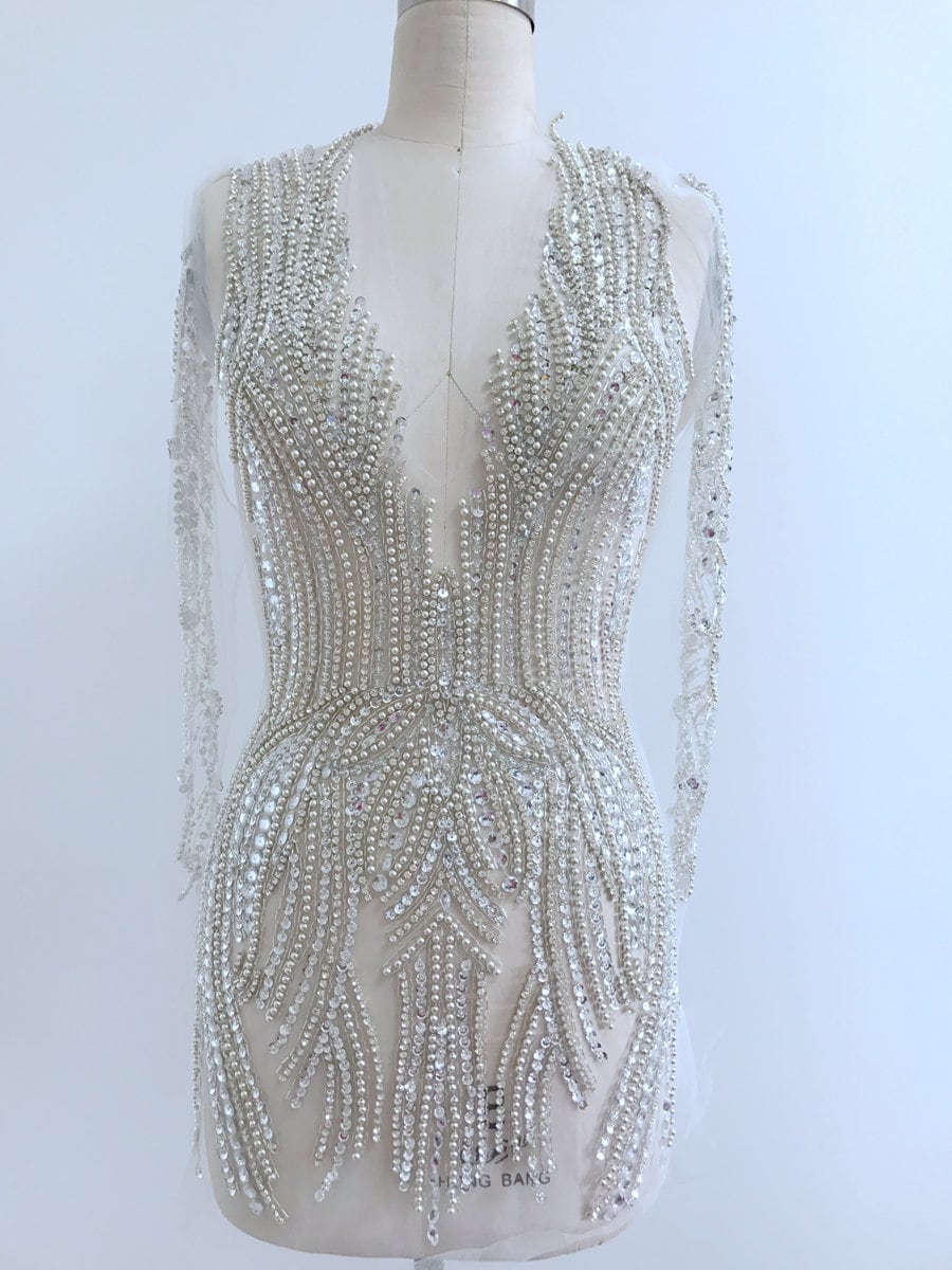 Oversized Rhinestone Applique Evening Dress Applique Bodice Etsy