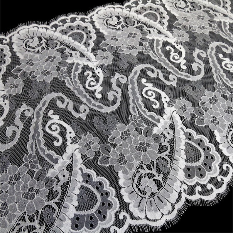 ivory chantilly lace trim eyelash lace trim wedding lace trim 3 yards