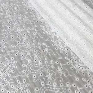 Cotton Lace Fabric, Cotton Fabric, Off White Cotton Fabric, Off White Lace Fabric, Cotton Lace By The Yard 51" Wide